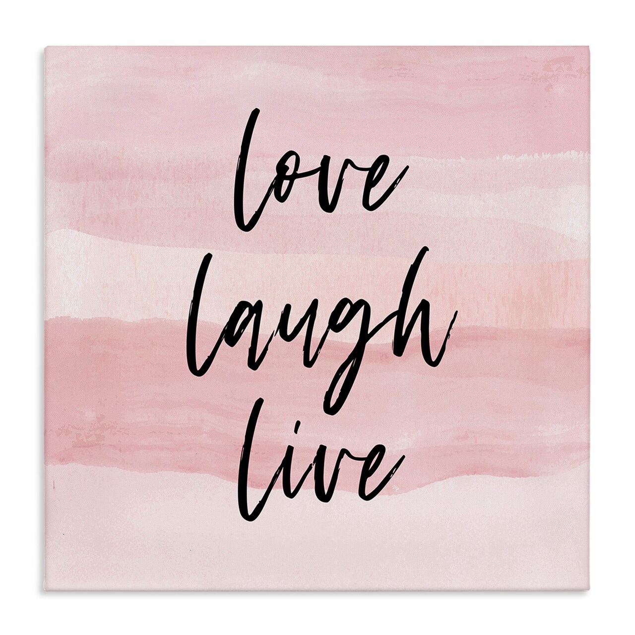 Stupell Industries Pink Love Laugh Live Phrase Canvas Wall Art